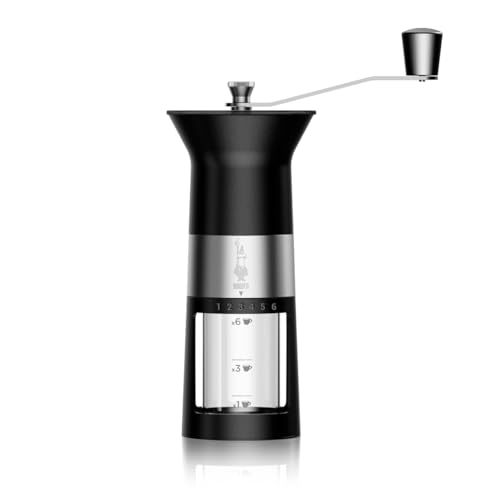 Bialetti Macinacaffè Manuale, Acciao Inox, Nero Opaco