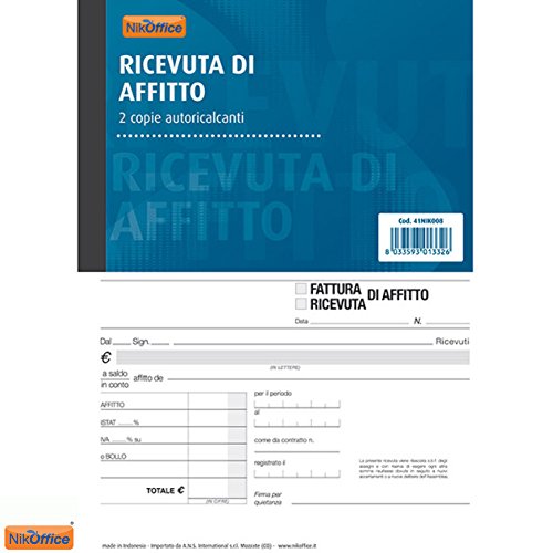 Blocco Ricevuta Di Affitto A6 2 Copie Autoricalcanti 50 Moduli Cancelleria Nickoffice