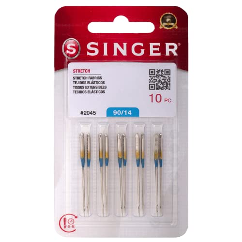 Singer 2045 Universale (15X1, Hax1, 130 / 705H) Sfera Punto Giallo Fascia Aghi Macchina Da Cucire ~ Multiple Taglie - Singer 90/14 - Confezione Da 10