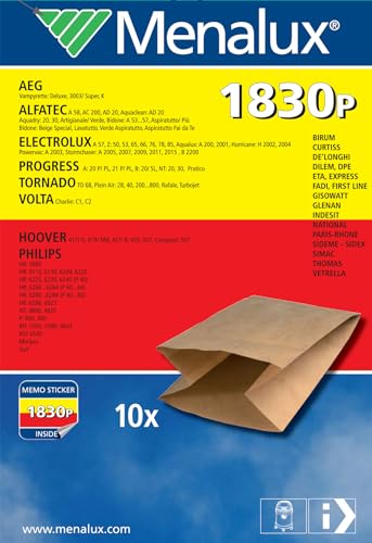Menalux 900196230 Sacchetti Per Aspirapolvere, Carta