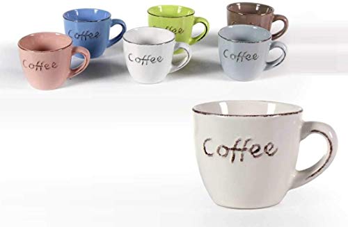 Gicos Import Export Srl Set 6 Tazzine Caffè Senza Piattino Capacità 100Ml 5Cm Colori Assortiti Decoro Cofee Siz-773914