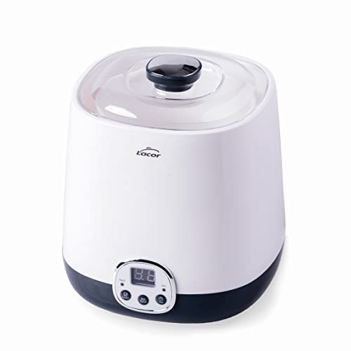 Lacor - 69345 - Yogurtiera Hera Supersillenciosa, Ideale Per Fare Kefir E Yogurt Greco, Contiene Timer 48 Ore, Schermo Led, Capacità: 1L, Ø 16.8 X 18.