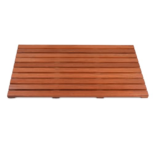 Organizedlife Teak Wood Bath Mat Non-Slip Bathroom Wooden Floor Mat Square Large For Spa Home Or Outdoor 80 X 48 Cm