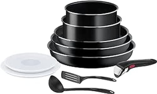 Tefal Ingenio - Set Di Pentole Da Cucina, 10 Pezzi, Pentole, Coperchi, Maniglia, Non Induzione, Rivestimento Antiaderente, Impilabile, Lavabile In Lav