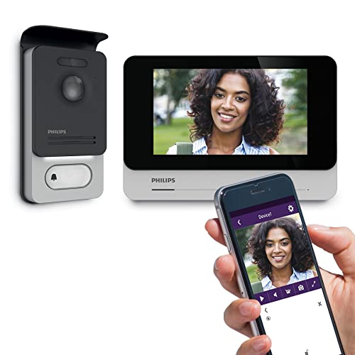 Philips 531002 Videocitofono Touch, Con Immagini Di Alta Qualità, Sempre Collegato, Nero, 7”