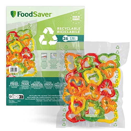 Foodsaver Fsbe3202X-01-26 Sacchetti Termosigillabili 100% Riciclabili Per Macchina Sottovuoto Alimenti, Lavabili, Riutilizzabili, Resistenti Alle Fora