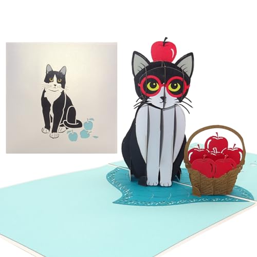 Biglietto Pop Up "Gatto – Tuxedo Cat" Divertente 3D Compleanno & Inviti Con Busta Come Buono Regalo, Idea Regalo E Gatti Decorazione