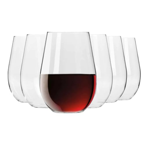 Krosno Bicchieri Calice Da Vino Rosso Vetro Senza Stelo | Set Di 6 | 580 Ml | Collezione Harmony | Ideale Per La Casa, Ristorante Feste E Ricevimenti