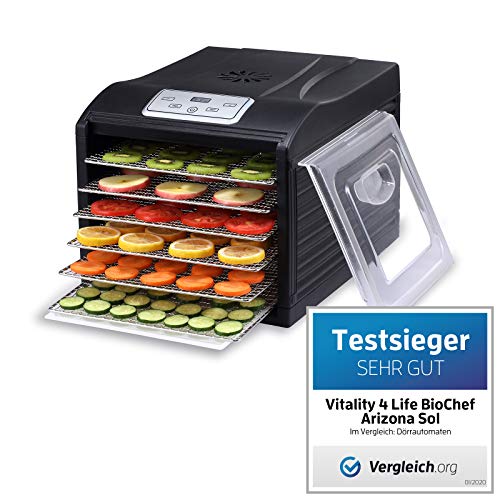 Essiccatore Biochef Arizona Sol A 6 Ripiani - Porta Trasparente, Ripiani Acciaio Inox, Sistema Di Essiccazione Orizzontale, Bpa Free E Enzyme Protecti