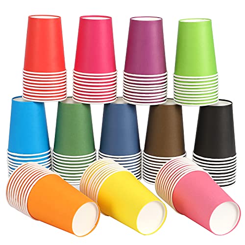 120 Bicchieri Di Carta Usa E Getta Per Feste, Da 266 Ml, Multicolore, Biodegradabili, Per Vacanze E Matrimoni Fai Da Te, 12 Colori