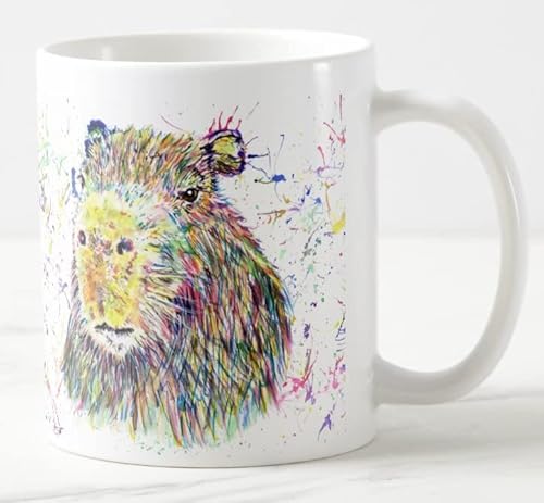 Vixar Capybara - Tazza Grande Roditore Per Animali Domestici, Colore Acquerello, Idea Regalo, Compleanno, Lavoro, Ufficio, Natale, Tè, Caffè (Bianco)