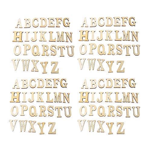 Jkjf, Lettere Dell'Alfabeto In Legno, Lettere Maiuscole, Lettere Maiuscole, In Legno, Per Lavori Fai Da Te, 26 Lettere Dalla A Alla Z, 104 Pezzi, 4 Se