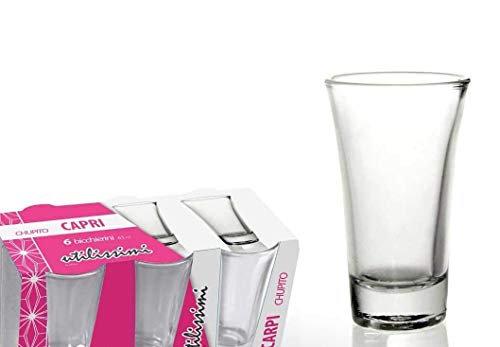 Gicos Import Export Srl Set 6 Bicchieri Bicchierini In Vetro Trasparente 65 Ml Chupiti Digestivo Capri Joz-787621