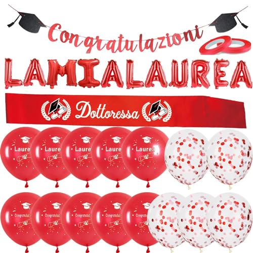 Festone Congratulazioni Fascia Dottoressa Striscioni Laurea Palloncini Fascia Per Laurea Rossa Bandera Bandierine La Mia Laurea Addobbi Decorazioni Ac