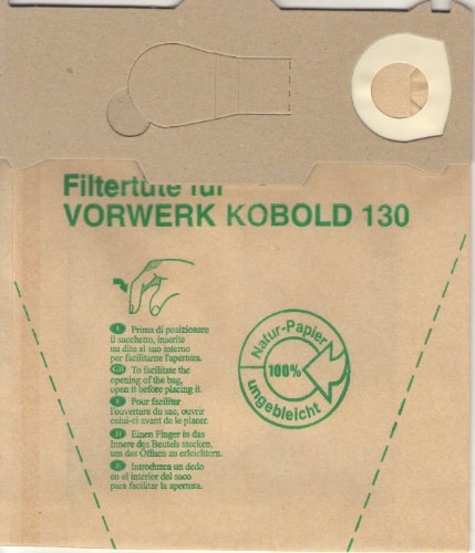 Fw5 Confezione 10 Pezzi Sacchetto Aspirapolvere Di Ricambio Compatibile Con: Marca : Vorwerk Folletto Modello : Kobold 130 131/ Eb 350