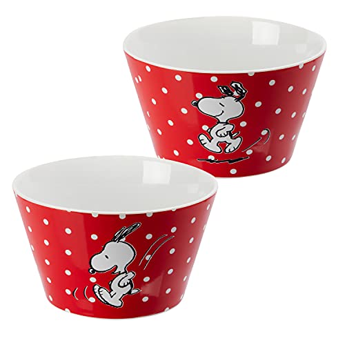 United Labels The Peanuts Ciotola Per Cereali – Snoopy Ciotola Rossa Con Pois In Porcellana 500 Ml