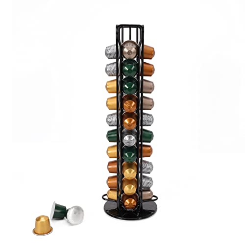 Sysyly Porta Capsule Per Caffè,Porta Cialde Per Nespreso Capsules Rotante,Supporti Per Capsule Cialde,Portacapsule Verticale,Nero.