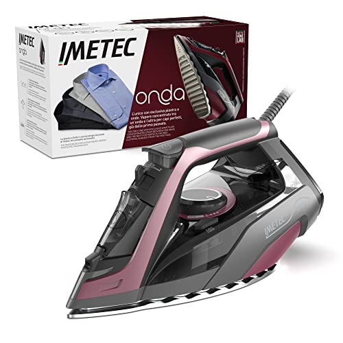 Imetec Onda F2 - Ferro Da Stiro A Vapore -Piastra A Onde Scorrevole Brevettata Resistente Ai Graffi - 2400 W - Colpo Di Vapore 200G - Serbatoio 300 Ml
