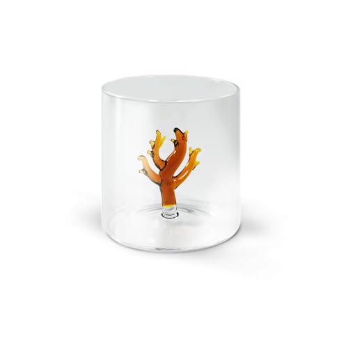 Wd Lifestyle Bicchiere In Vetro Borosilicato. Capacità 250 Ml. Decoro Corallo.