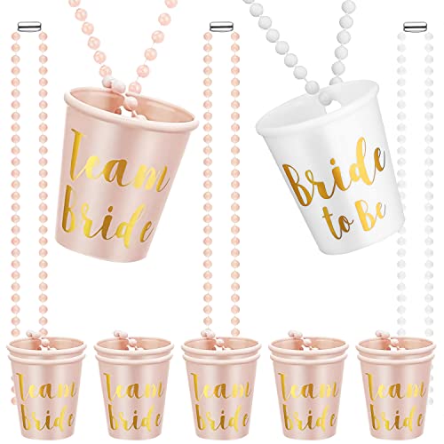 Bicchieri Addio Al Nubilato Team Sposa E Sposa In Plastica Collana In Vetro Da Sposa Con Foglia D'Oro Per Collane Di Addio Al Nubilato 12 Pezzi (Rosa