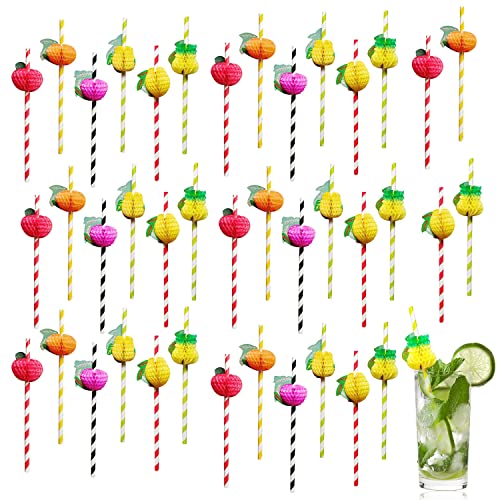 Confezione Da 40 Cannucce Da Cocktail, Decorazioni Per Estive Per Feste, Decorazioni Per Bevande, Biodegradabili, Divertenti Cannucce Hawaiane Tropica