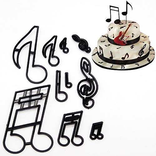 Wo-Yoqi - Set Di 10 Formine Per Biscotti Con Note Musicali, Per Feste, Anniversari, Matrimoni, Fidanzamenti, Fondant, Pasta Di Zucchero