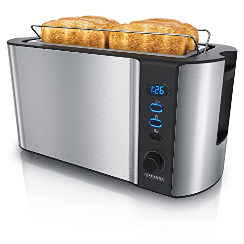 Arendo - Tostapane Moderno A 2 Fessure Xxl - Scongela – Doppia Parete Termoisolante - Con Accessorio Scalda Cornetto - 1500W - Vassoio Raccogli Bricio