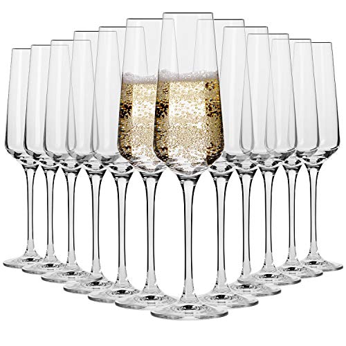 Krosno Bicchieri Calice Flute Champagne Spumante Vetro | Set Di 12 | 180 Ml | Collezione Avant-Garde | Ideale Per Casa Ristorante Feste E Ricevimenti 