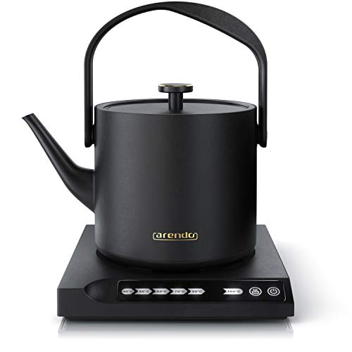Arendo - Bollitore Elettrico Mizu In Acciaio Inox Da 500Ml Con Regolazione Della Temperatura - Da 40° A 100° - 0,5 Litri - Pulsanti Touch - Base Strix