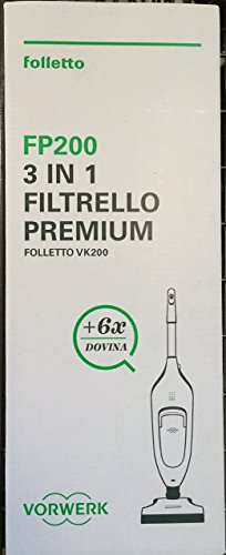 Vorwerk Fp200 Filtrello Premium Originale Per Folletto Vk200 6 Sacchi + 6 Dovina