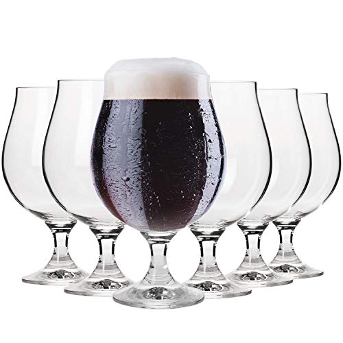 Krosno Bicchieri Calice Birra Scura Vetro 0,5 Litri | Set Di 6 | 500 Ml | Collezione Elite | Perfetto Per Casa E Feste | Adatto Alla Lavastoviglie