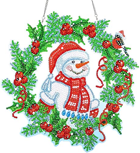 Milaiun 5D Diy Diamond Painting Weihnachten Kranz,Diy Punkt Bohrer Diamant Malerei Weihnachtsdeko Kranz Kits,Türkränze,Für Wand, Fenster Und Eingang H