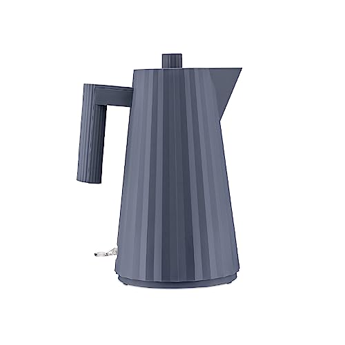 Alessi Plissé Mdl06 G/Uk - Bollitore Elettrico Di Design, In Resina Termoplastica, Presa Inglese 2400W, 170Cl, Grigio