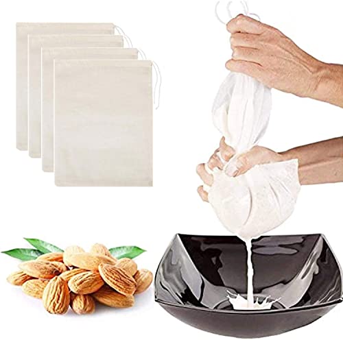 Lytivagen 4 Pz Cheesecloth Borse Fazzoletti Da Formaggio Nut Milk Colino In Cotone Muslin 30 X 35Cm Borsa Piccola Con Coulisse Sacchetti Di Mussola La