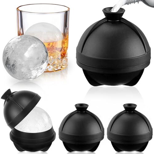 Ghiaccio Stampo, 4 Pezzi Stampo Ghiaccio Silicone Con Coperchio, Stampi Per Ghiaccio Sfera Xxl A Facili Da Rilascio, Impilabili Forme Per Ghiaccio Gra