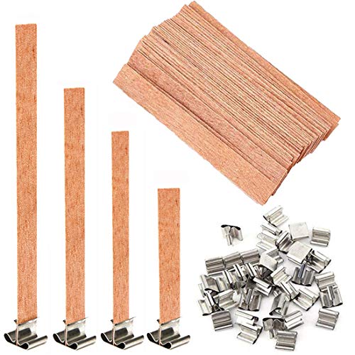 Simoda 60 Pezzi Stoppini Per Candele In Legno Con Nuclei Per Candele In Ferro Stoppino Naturale Ecologico Per La Fabbricazione Di Candele E Candele Fa