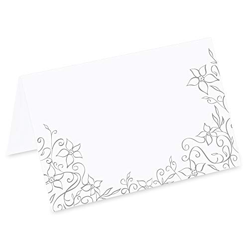 Pricaro - Segnaposto "Fiori", Argento, 50 Pezzi