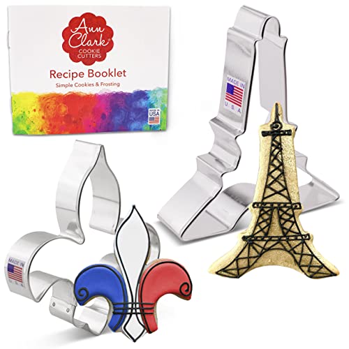 Formine Per Biscotti Stampi Vive La France 2 Pezzi, Prodotto Negli Stati Uniti Da Ann Clark, Torre Eiffel E Fleur De Lis
