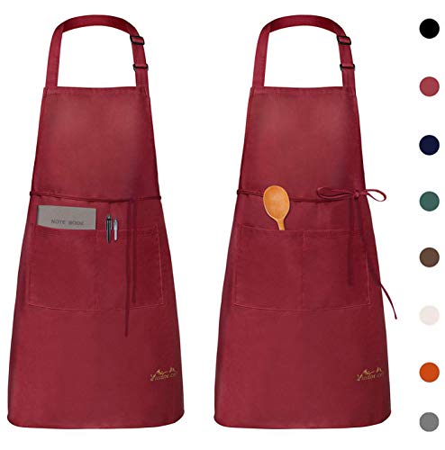Viedouce 2 Pezzi Grembiule Da Cucina Chef,Grembiule Da Ristorante Bbq Bar Chef Cucina,Regolabile Grembiuli Con Tasche Chef Di Cucina,Impermeabile,Gemb