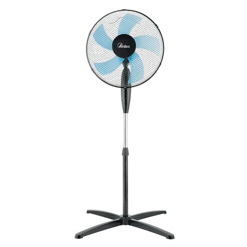Ardes - Ar5St30N Ventilatore A Piantana Steelo 40N 5 Pale - Ventilatore Base 40 Cm Oscillante Con Inclinazione Regolabile - Ventilatore A Piantana Sil