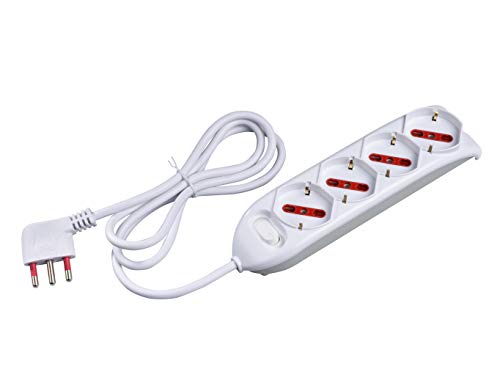 Rosi Rs94060 Multipresa Serie Emilia, Bianco, 4 Prese Schuko Biv. 10/16A