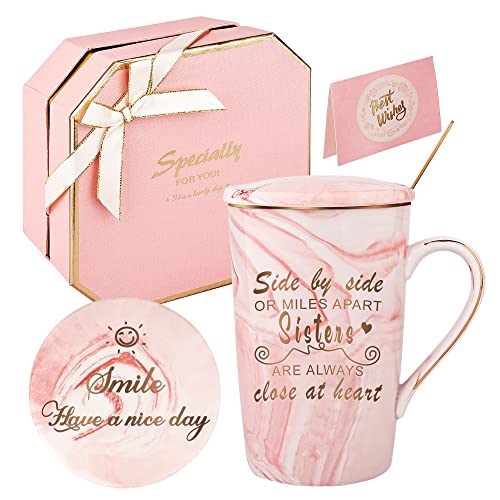 Dongshangift Tazza Regalo Per Sorelle Tazza Da Caffè Per Sorelle -Le Sorelle, Fianco A Fianco O A Miglia Di Distanza, Sono Sempre Vicine Nel Cuore-Set
