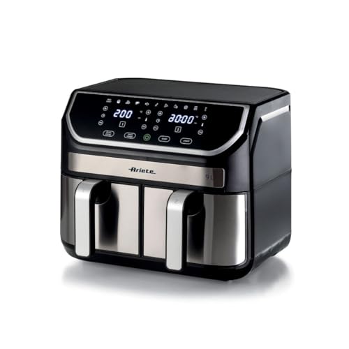 Ariete 4625 Friggitrice Ad Aria 9L, 2100W, Capacità 9L, Doppio Cestello, Capacità 3,6Kg, 11 Programmi Preimpostati, Funzione Max Crisp, Temperatura Fi