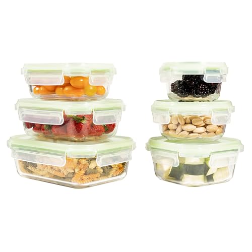 Home Fleek Contenitori In Vetro Per Alimenti Con Coperchio - Impilabili Meal Prep Contenitori Ermetici Per Alimenti Vetro, Adatti Microonde E Congelat