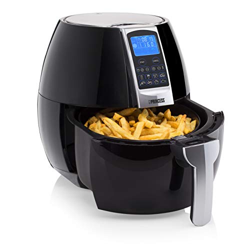 Princess Friggitrice Ad Aria Calda Xl 182020, 1500 W, 3.2 Litri, Airfryer Senza Bpa, 8 Programmi Di Cottura, Griglia Inclusa, Nero/Argento