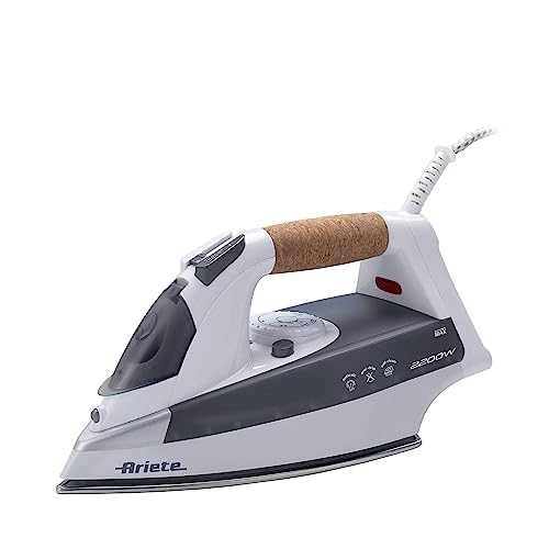 Ariete 6232 Steam Iron, Ferro Da Stiro, 2200 W, Capacità 300 Ml, Piastra Acciaio Inox, Bianco/Grigio