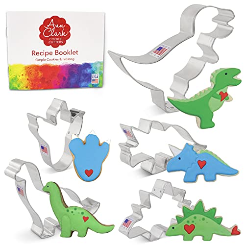 Formine Per Biscotti Stampi A Forma Di Dinosauro 5 Pezzi, Prodotto Negli Stati Uniti By Ann Clark, Triceratopo, Stegosauro, T-Rex, Brontosauro, Piede
