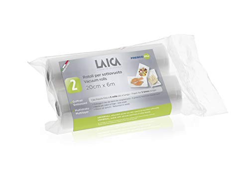 Laica Vt3508 Confezione Da 2 Rotoli Sottovuoto Per Alimenti, Formato 20 X 600 Cm