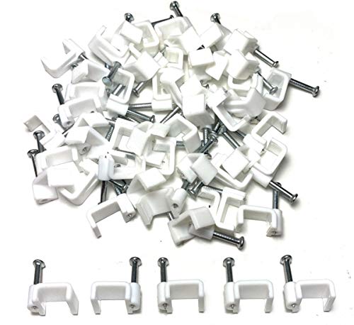 Clip Per Cavi Elettrici Piatti In Plastica Bianca Per Tv E Telefono, Per Internet, 50 Pezzi (10 Mm)