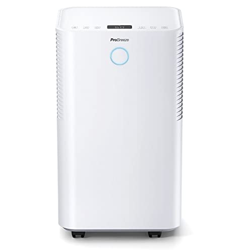 Pro Breeze Deumidificatore 12L/Giorno Con Sensore E Display Di Umidità Automatici, Asciugatura Della Biancheria, Drenaggio Continuo, Modalità Sleep E